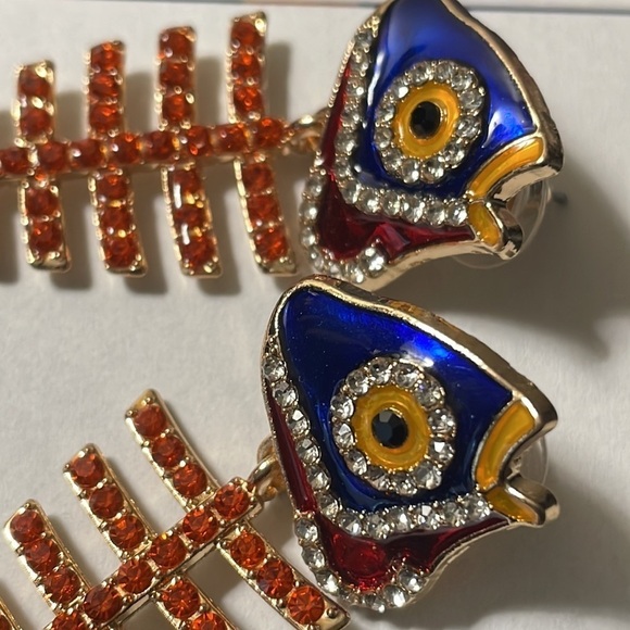 Fish Rhinestone Colorful Drop Earrings - Picture 11 of 11